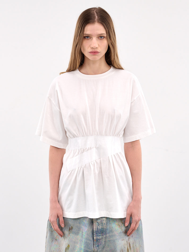White Taped Cotton Jersey Tee (S52GC0335-M20048-101-WHITE)