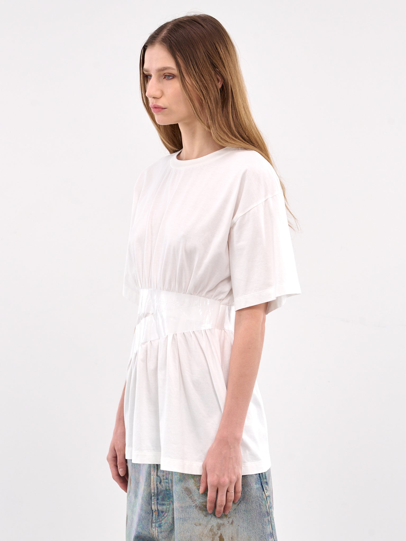 White Taped Cotton Jersey Tee (S52GC0335-M20048-101-WHITE)