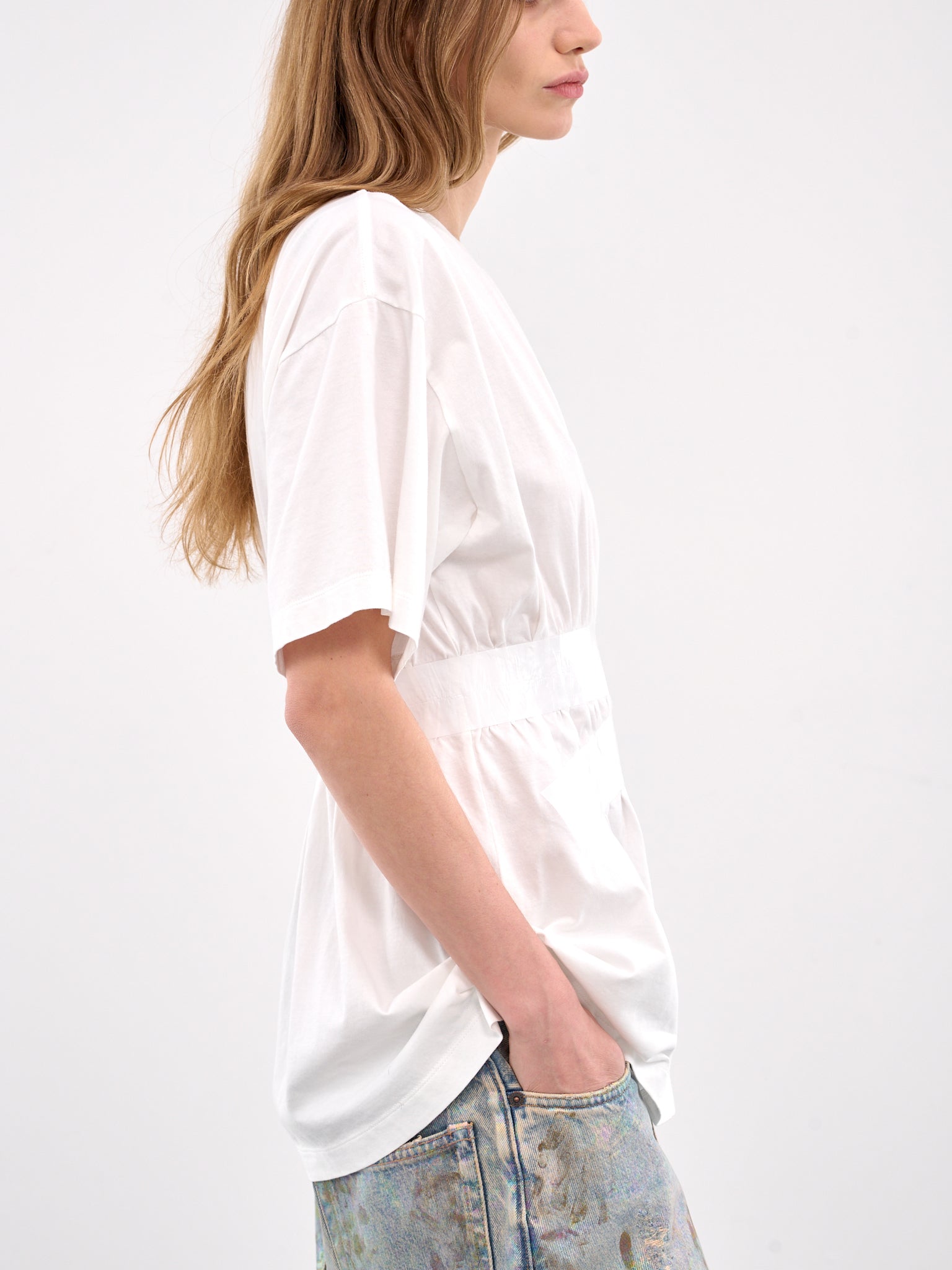 White Taped Cotton Jersey Tee (S52GC0335-M20048-101-WHITE)