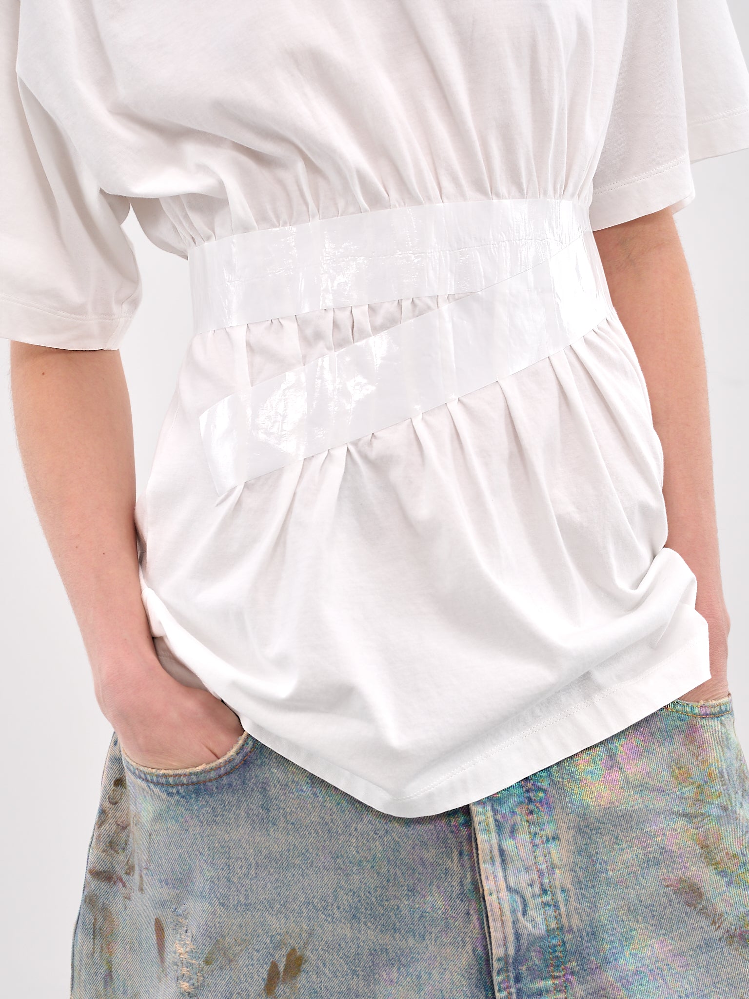 White Taped Cotton Jersey Tee (S52GC0335-M20048-101-WHITE)