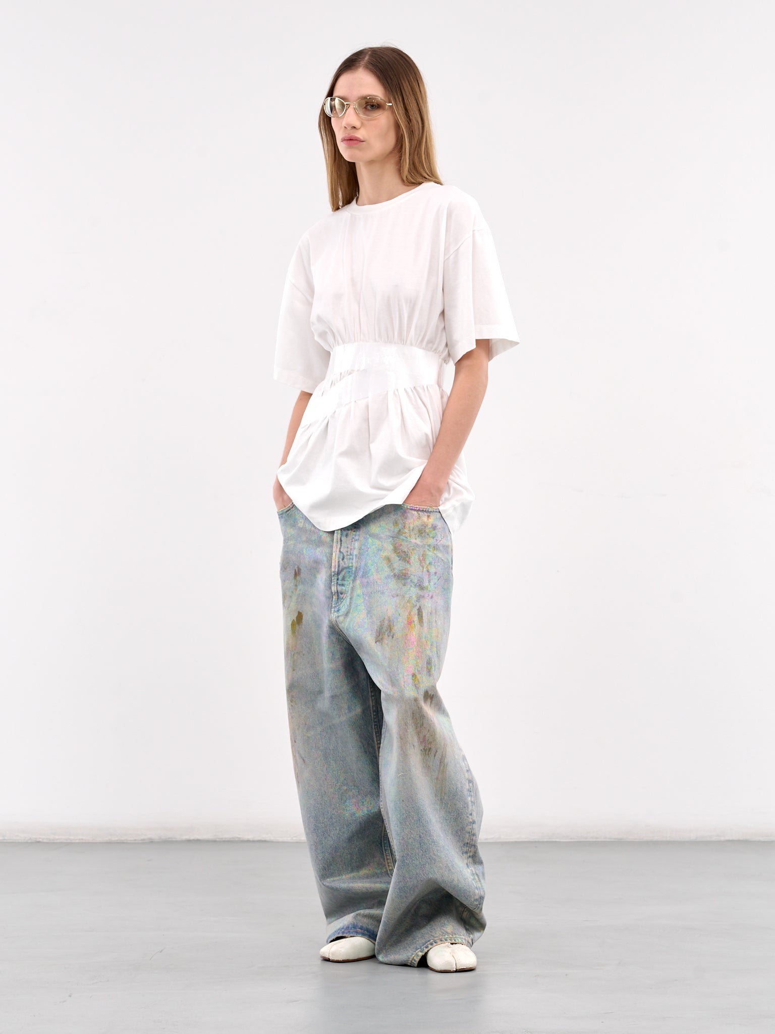 White Taped Cotton Jersey Tee (S52GC0335-M20048-101-WHITE)
