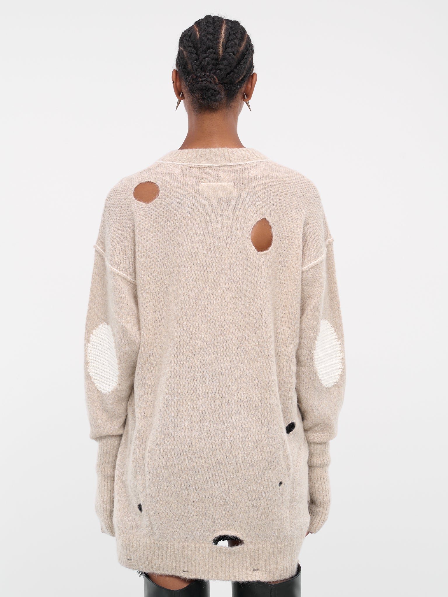 Distressed Oversized Jumper (S52HN0003-S18289-961-OFF-WHITE)