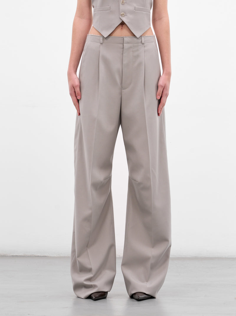 Gray Wool Wide Leg TRousers (S52KA0555-M35436-PALE-GREY)