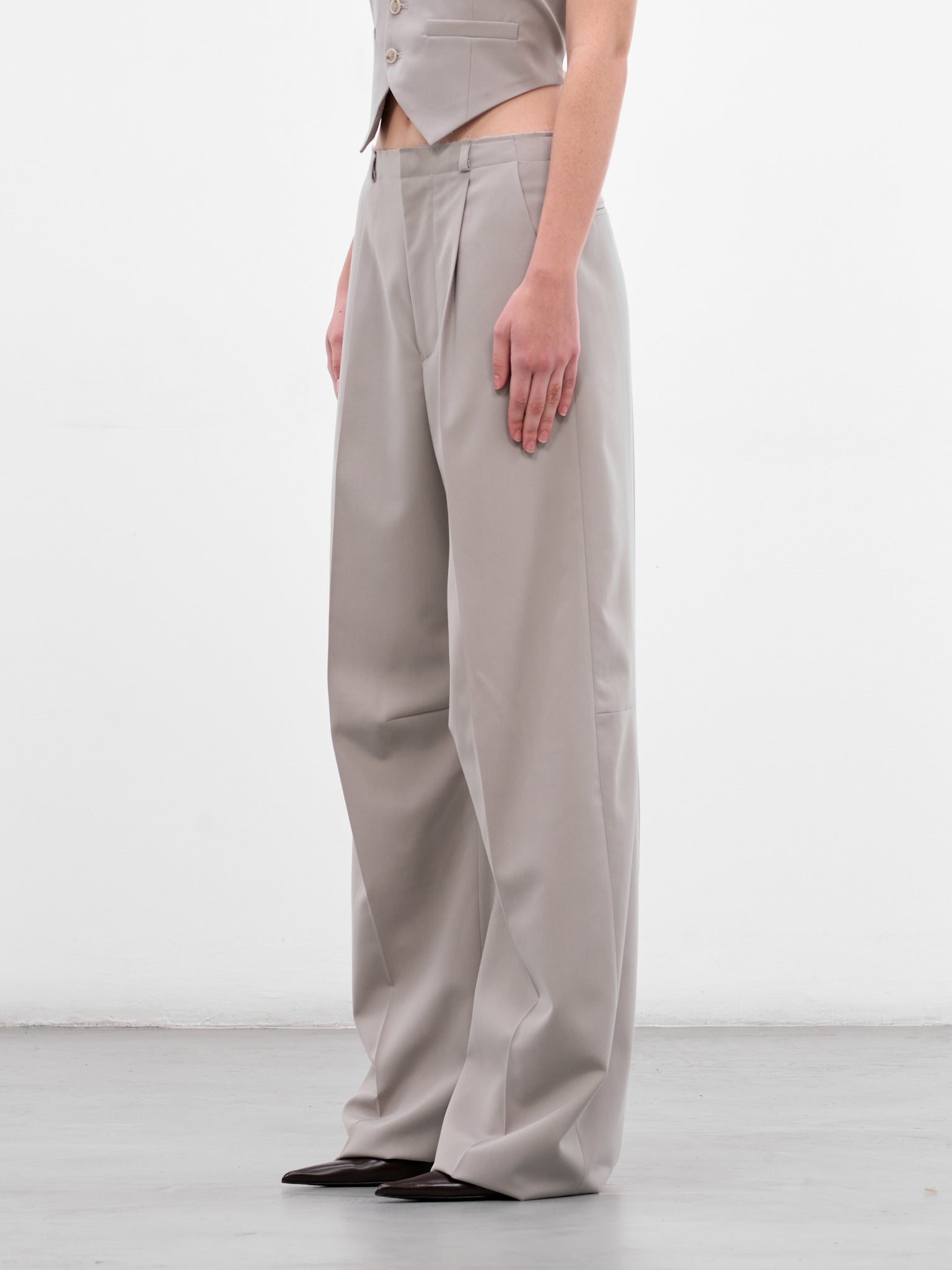Gray Wool Wide Leg TRousers (S52KA0555-M35436-PALE-GREY)