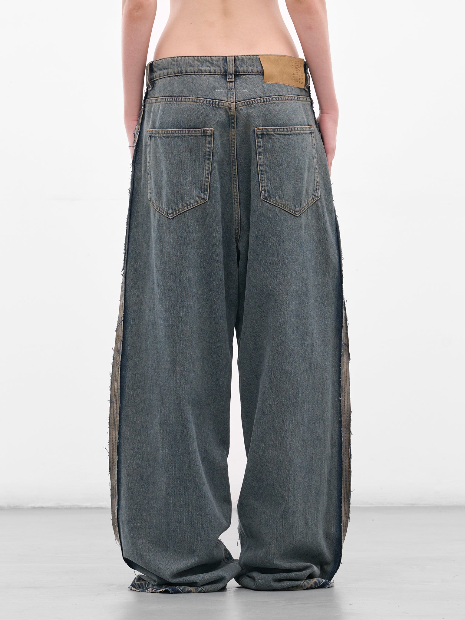 Blue Denim Deconstructed Baggy Jeans (S52LA0265-S30844-963-BLUE)