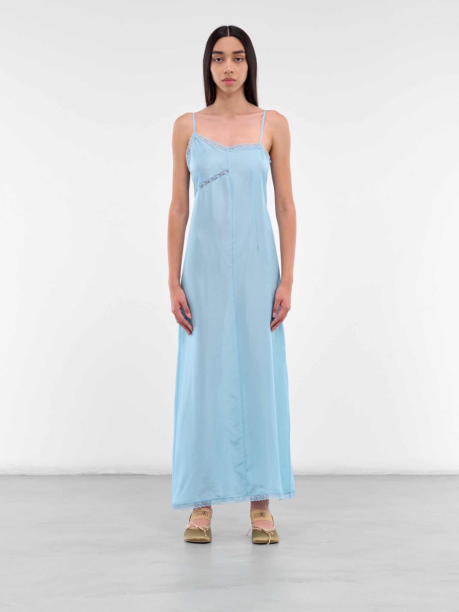 MM6 Maison Margiela Asymmetrical Lace Dress Sky Blue 38 - Kjoler