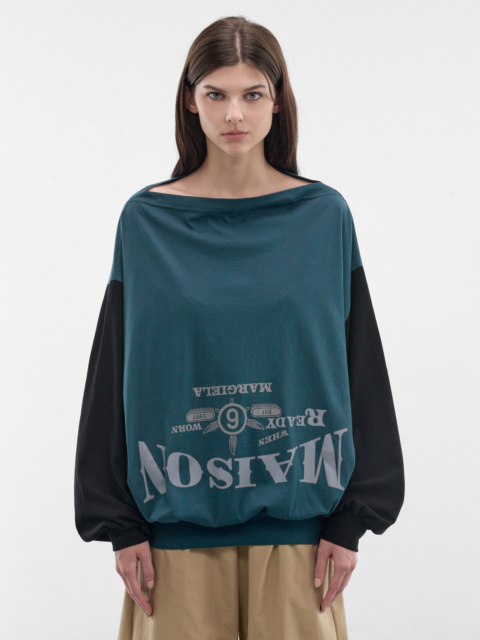 Two-Tone Upside-Down Sweatshirt (S52NH0045-M20048-961-PETROL-BL)