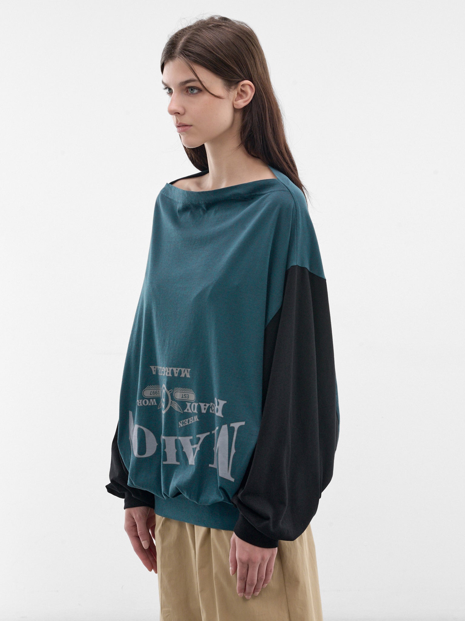 Two-Tone Upside-Down Sweatshirt (S52NH0045-M20048-961-PETROL-BL)