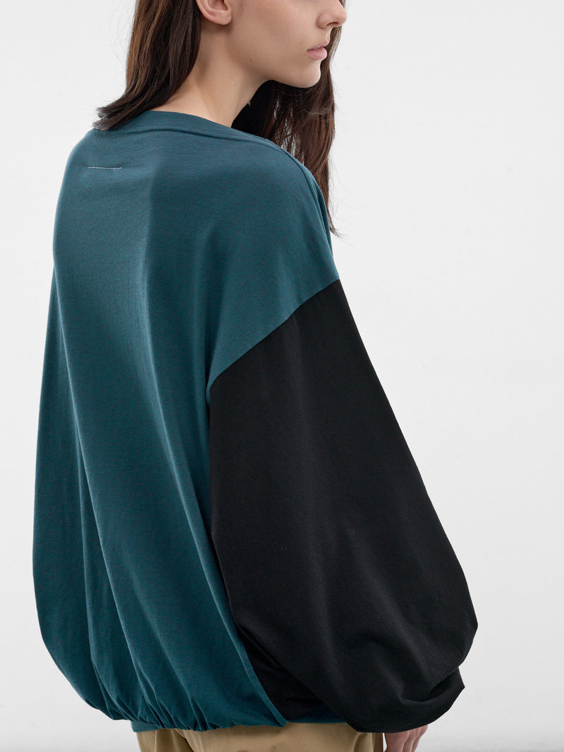Two-Tone Upside-Down Sweatshirt (S52NH0045-M20048-961-PETROL-BL)