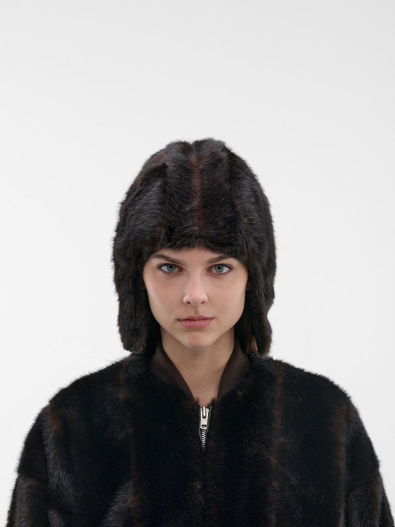 Brown Vegan Fur Cap (S52TC0067-M35637-143-BROWN)