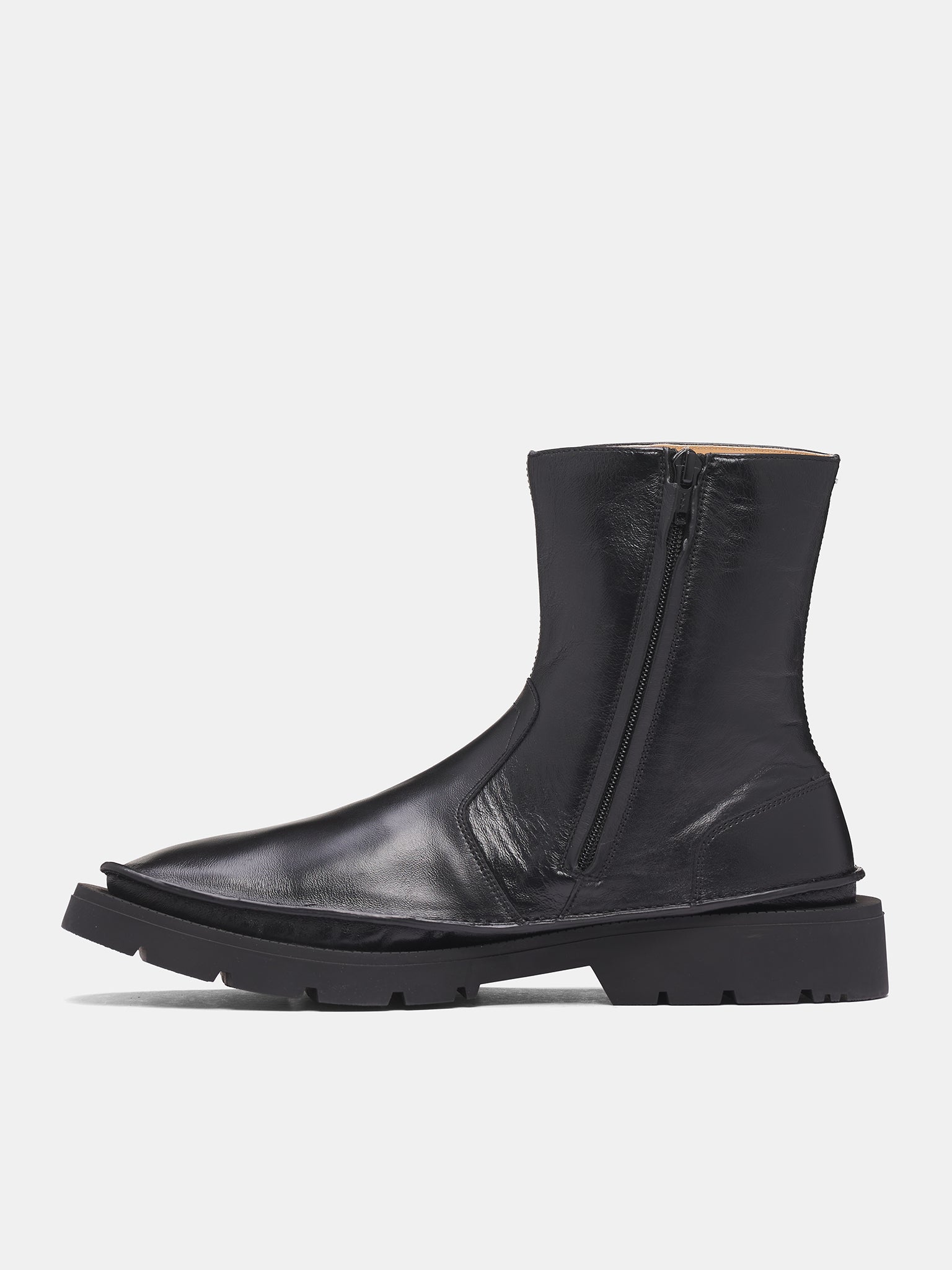 Black Leather Level Ankle Boots (S57WU0299-P7786-BLACK)