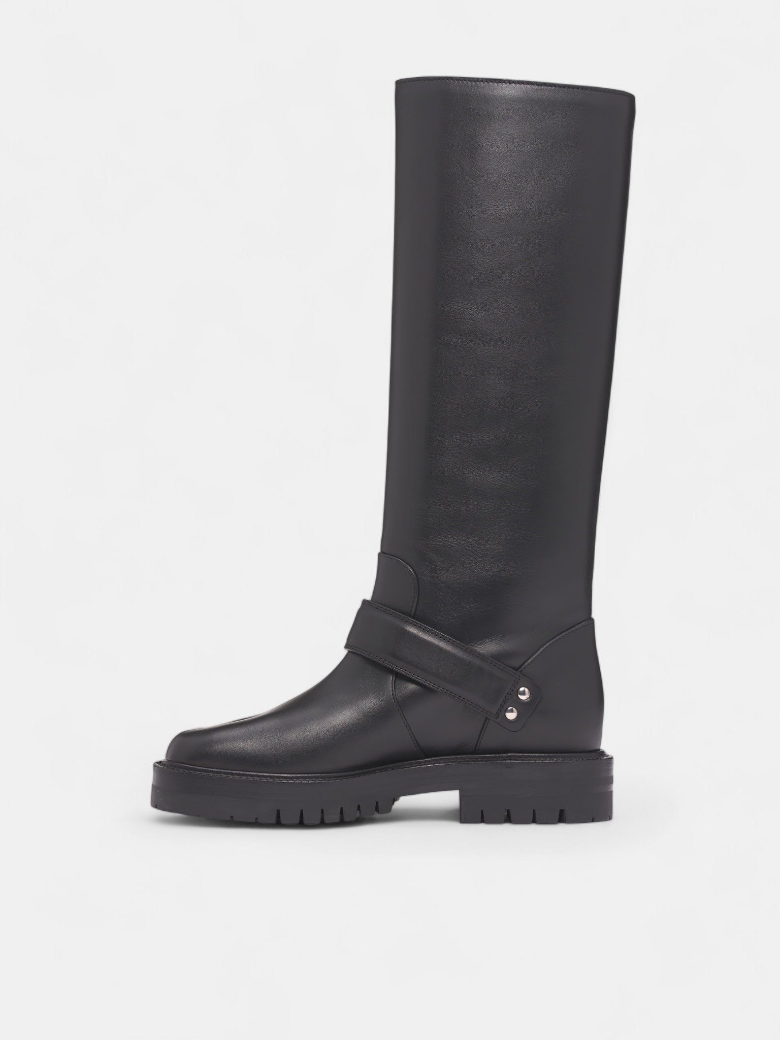 Leather Country Knee-High Tabi Boots (S58WW0162-P3292-H8396-BLACK)