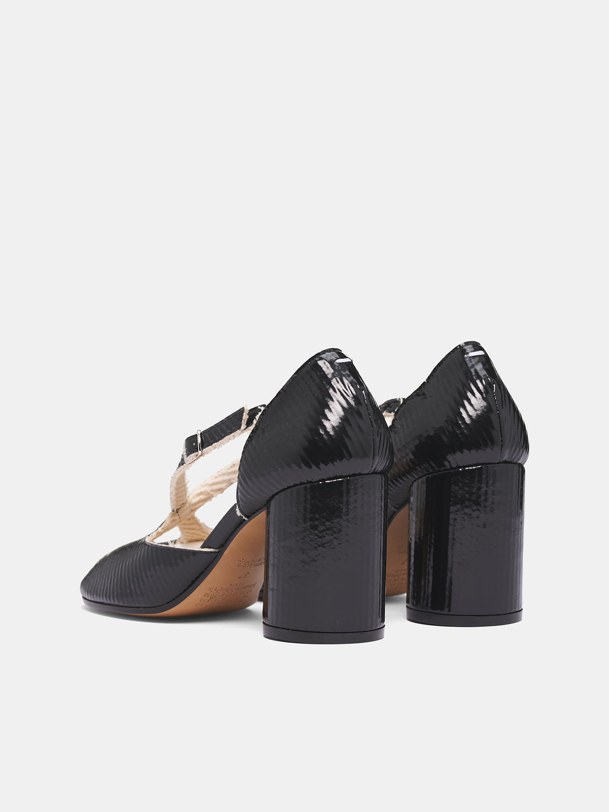 Black Leather Tabi Strappy Heels (S58WL0304-P7429-H8650-BLACK)
