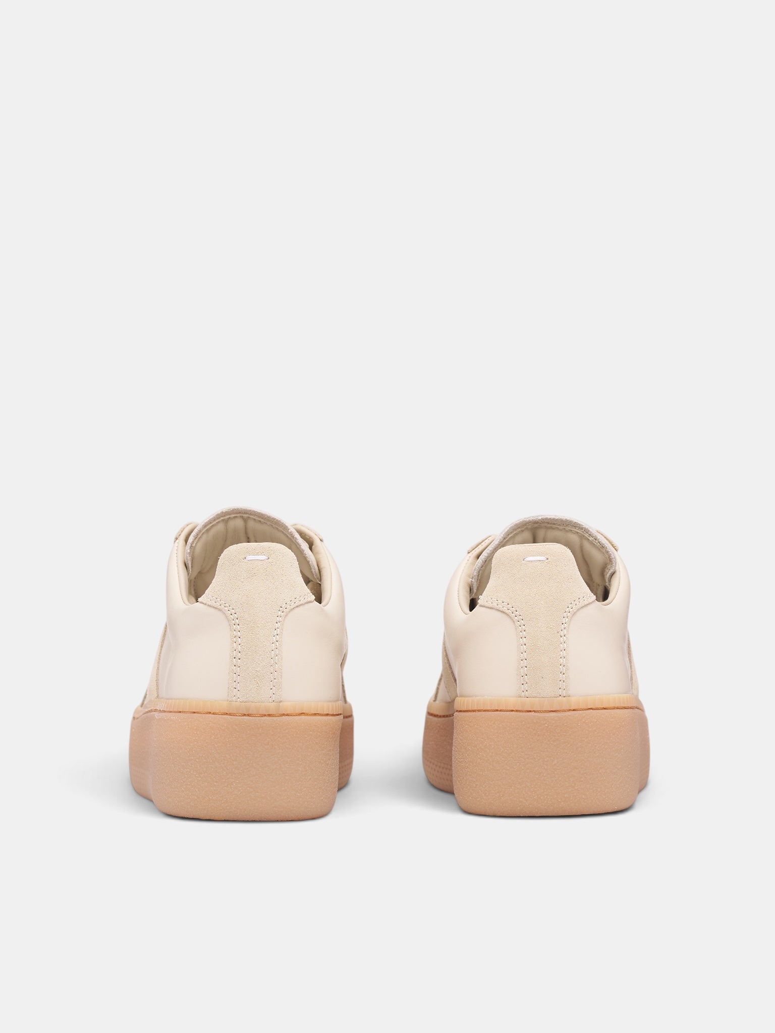 Beige Leather Replica Wedge Sneakers (S58WS0282-P1895-LAMB-PAPYRUS)