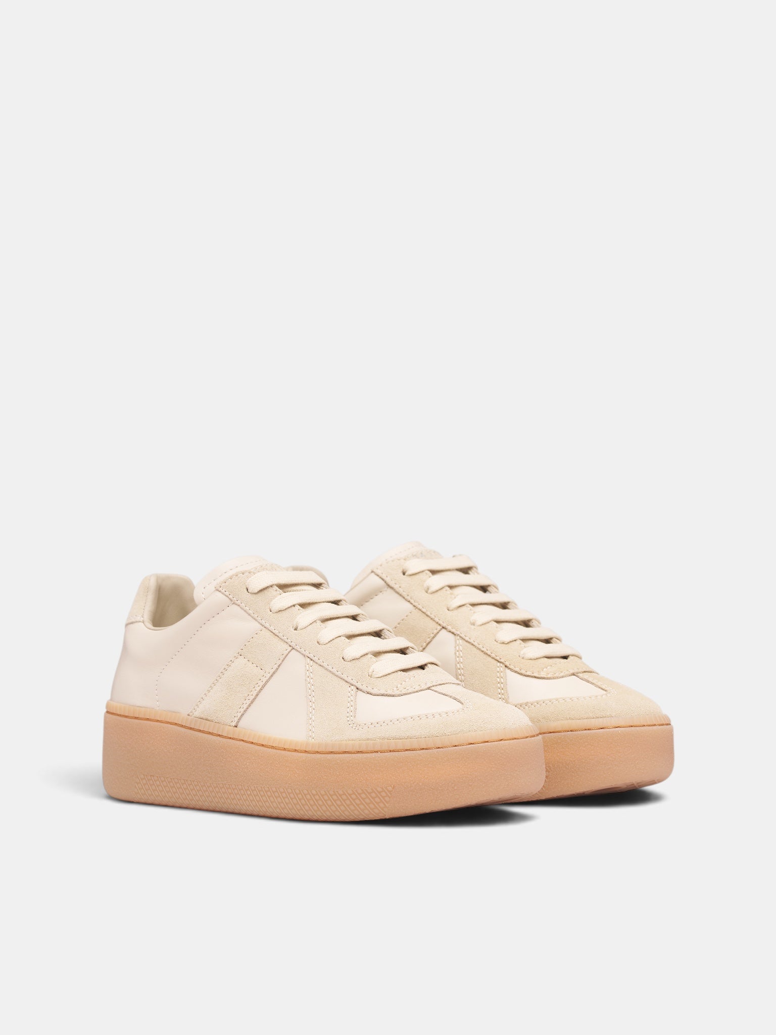 Beige Leather Replica Wedge Sneakers (S58WS0282-P1895-LAMB-PAPYRUS)