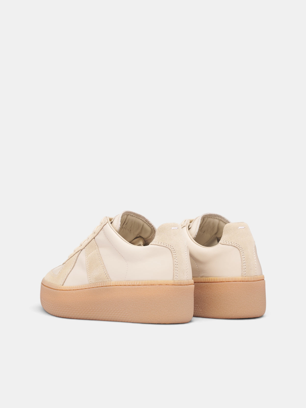 Beige Leather Replica Wedge Sneakers (S58WS0282-P1895-LAMB-PAPYRUS)