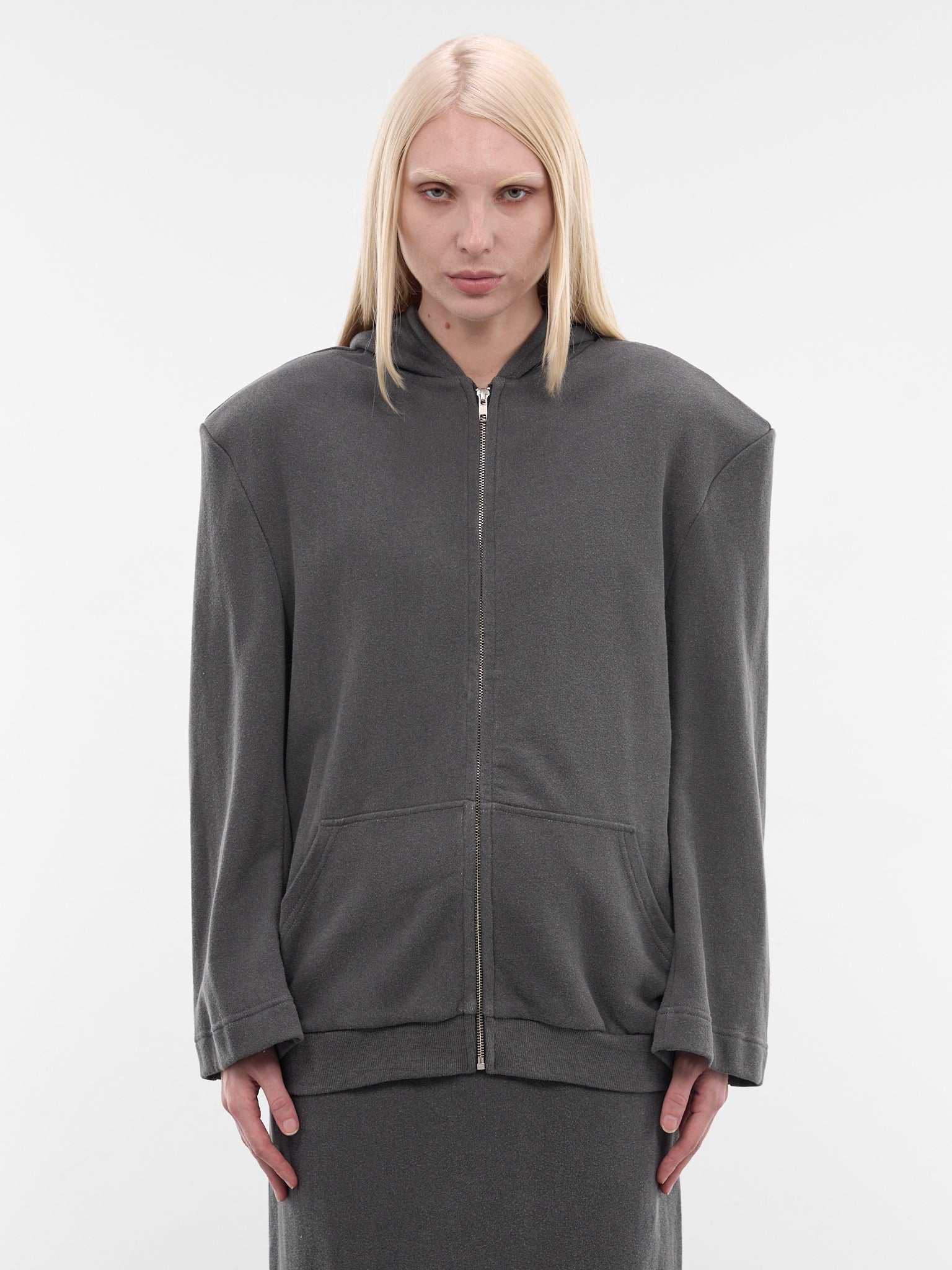 Gray Structured Shoulder Hoodie Jacket (S6-M-1028-1500-GREY)