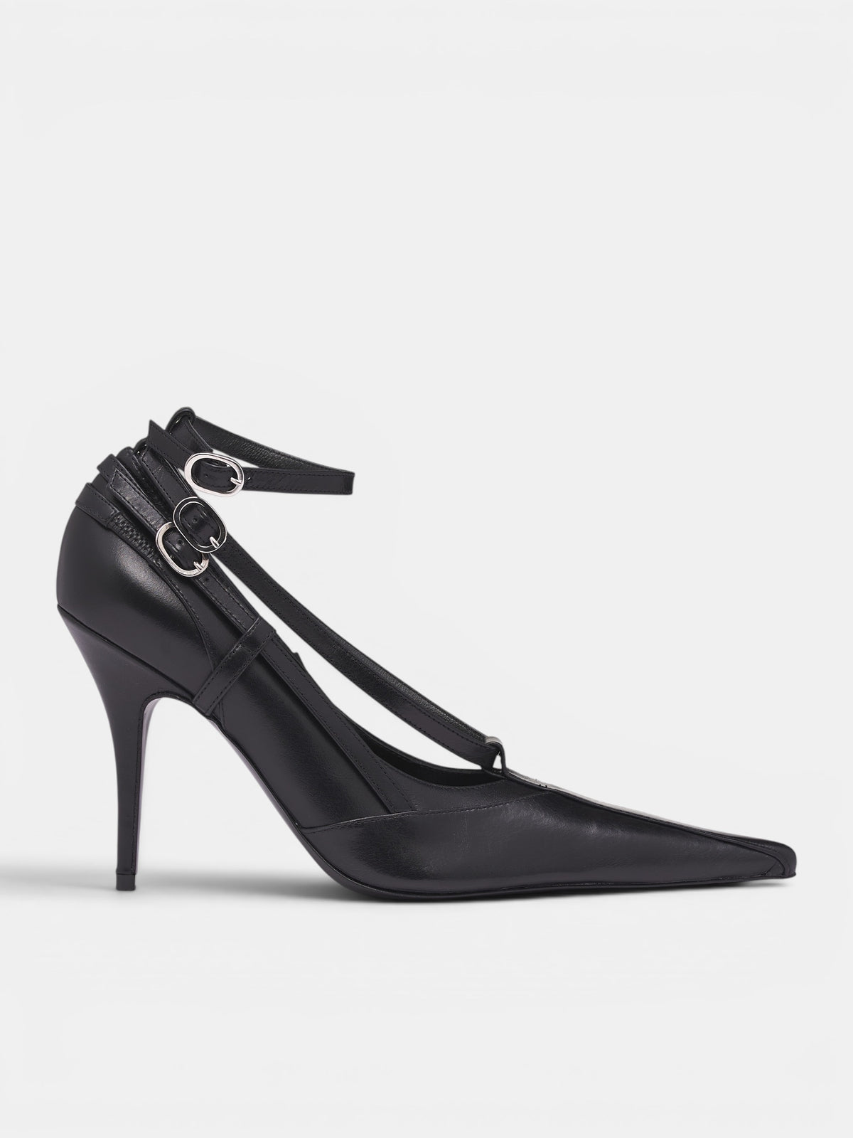 Black Leather All-In Pump Heels (S6-M-9028-1000-BLACK)