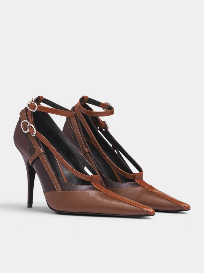 Brown Leather All-In Pump Heels (S6-M-9028-3500-BROWN)