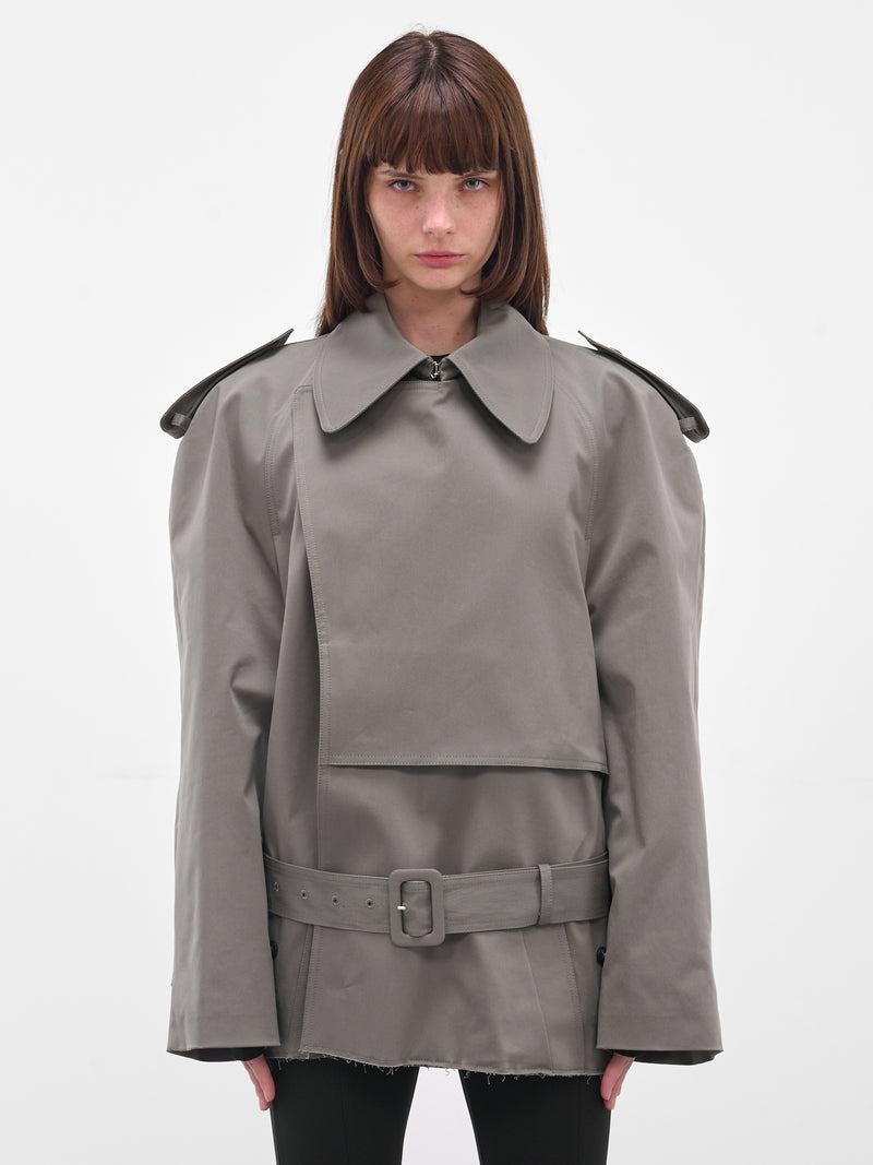 Gray Cropped Deconstructed Trench Jacket (S62AN0154-S54452-810-GREY)