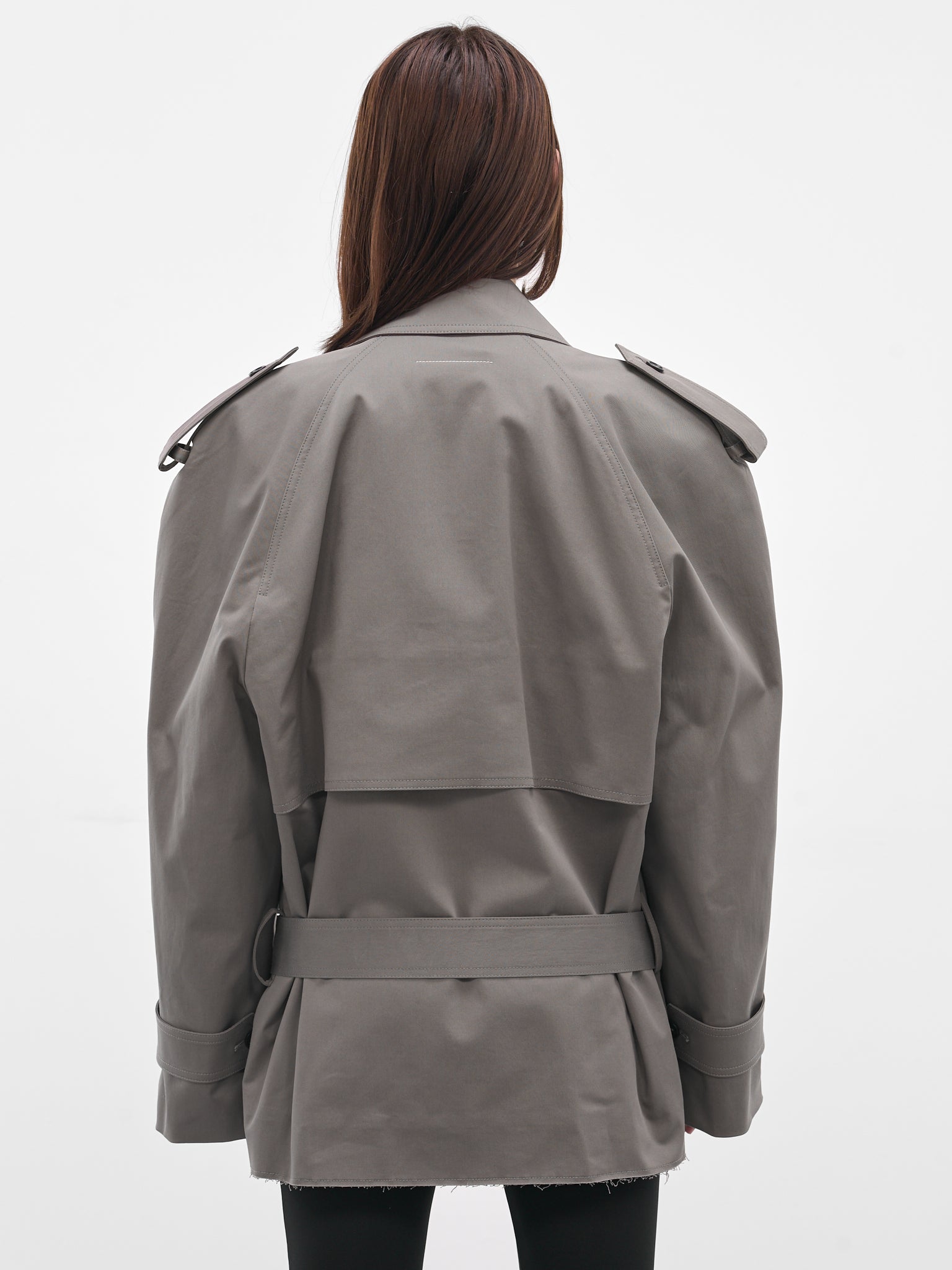 Gray Cropped Deconstructed Trench Jacket (S62AN0154-S54452-810-GREY)