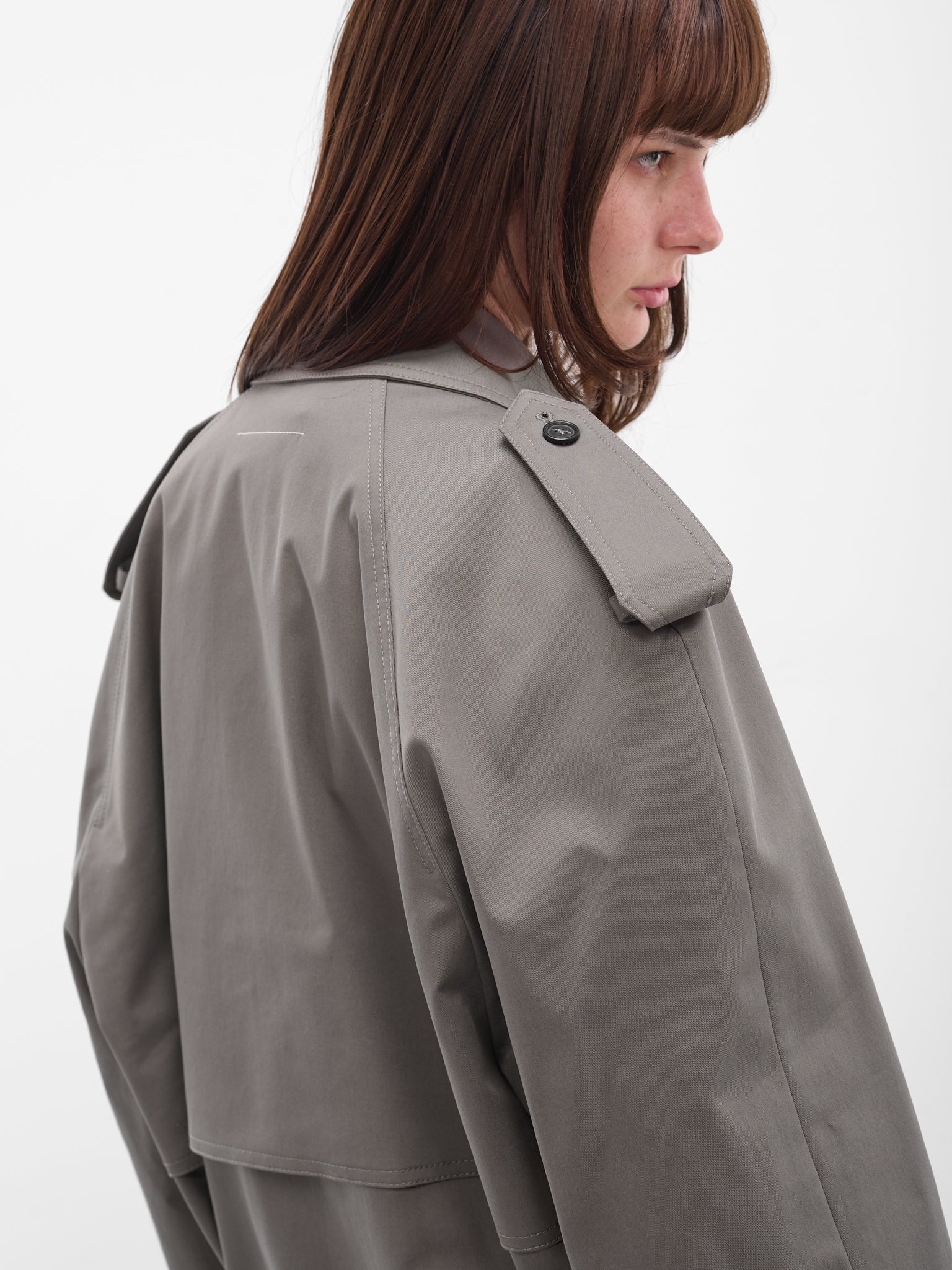 Gray Cropped Deconstructed Trench Jacket (S62AN0154-S54452-810-GREY)