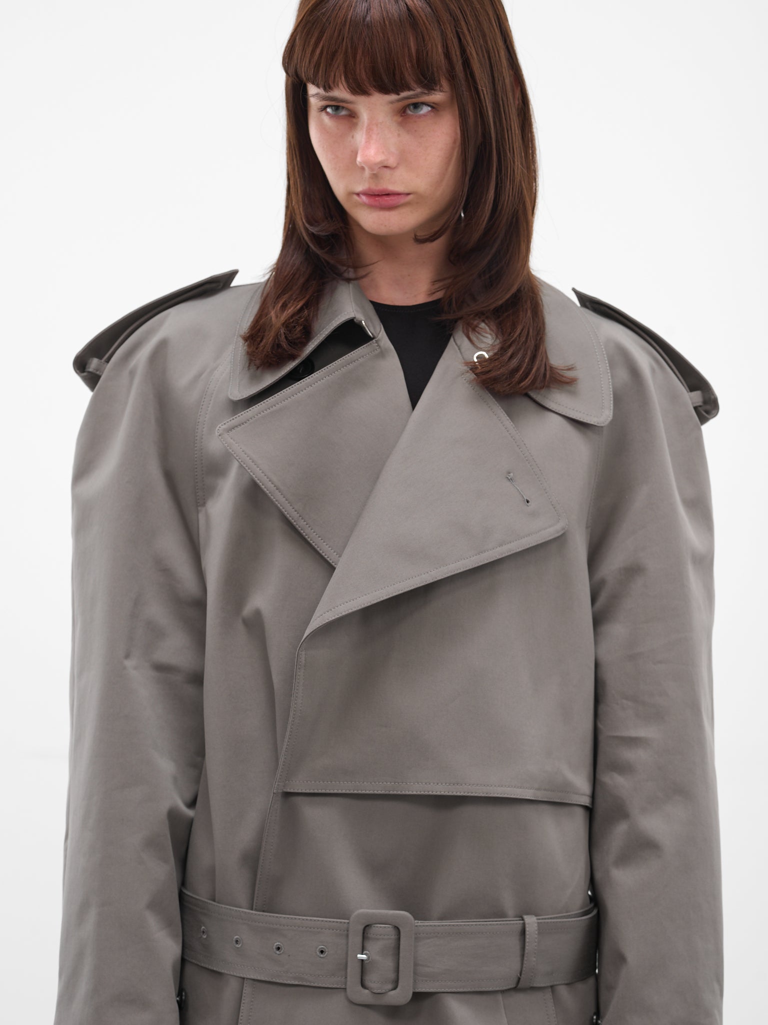 Gray Cropped Deconstructed Trench Jacket (S62AN0154-S54452-810-GREY)
