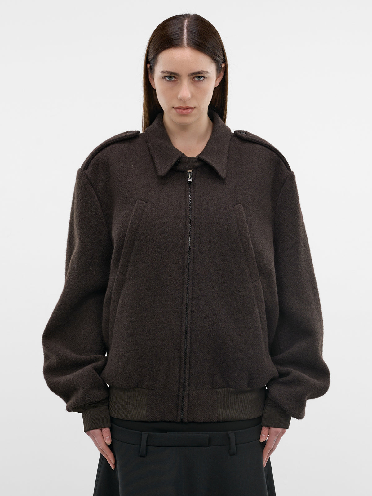 Brown Oversized Zip Jacket (S62AN0169-M35635-BROWN)