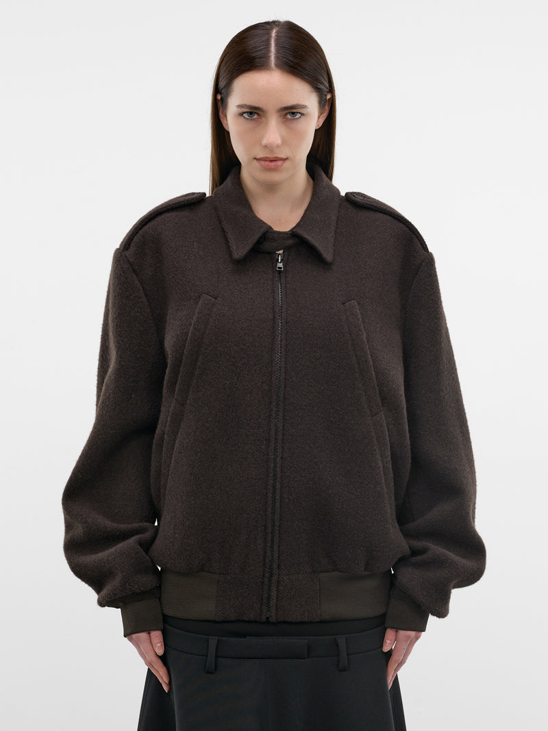 Brown Oversized Zip Jacket (S62AN0169-M35635-BROWN)
