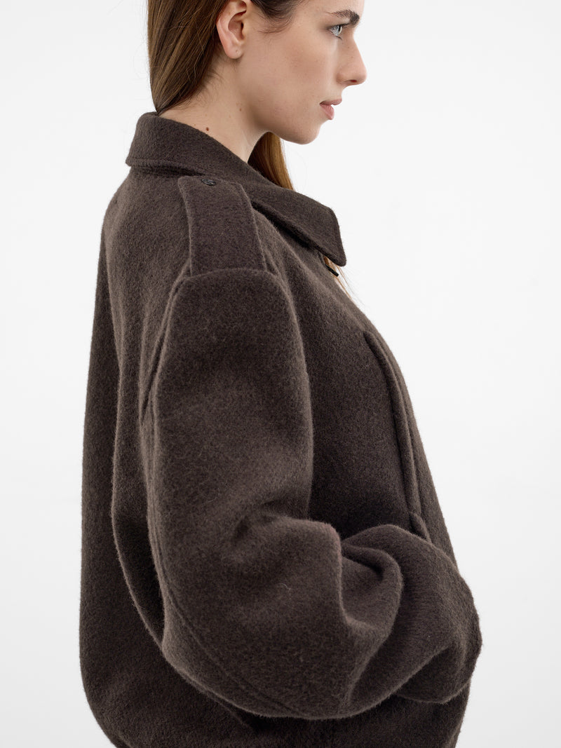 Brown Oversized Zip Jacket (S62AN0169-M35635-BROWN)