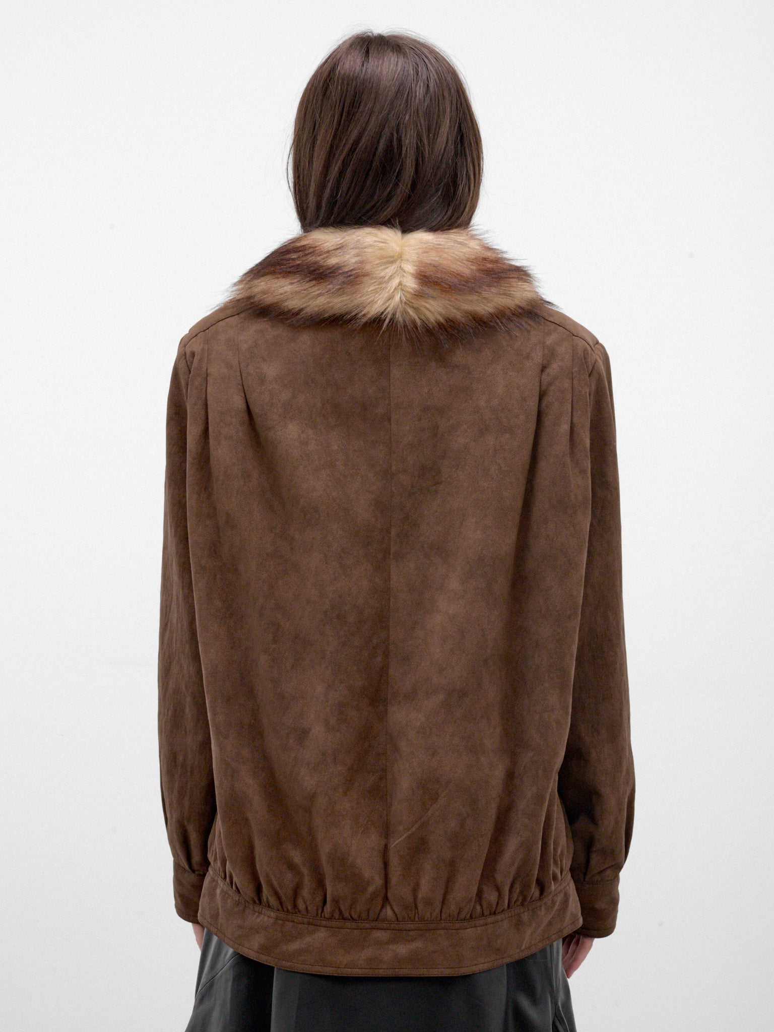 Brown Fur Collar Suede Jacket (S62AN0183-M36087-BROWN)
