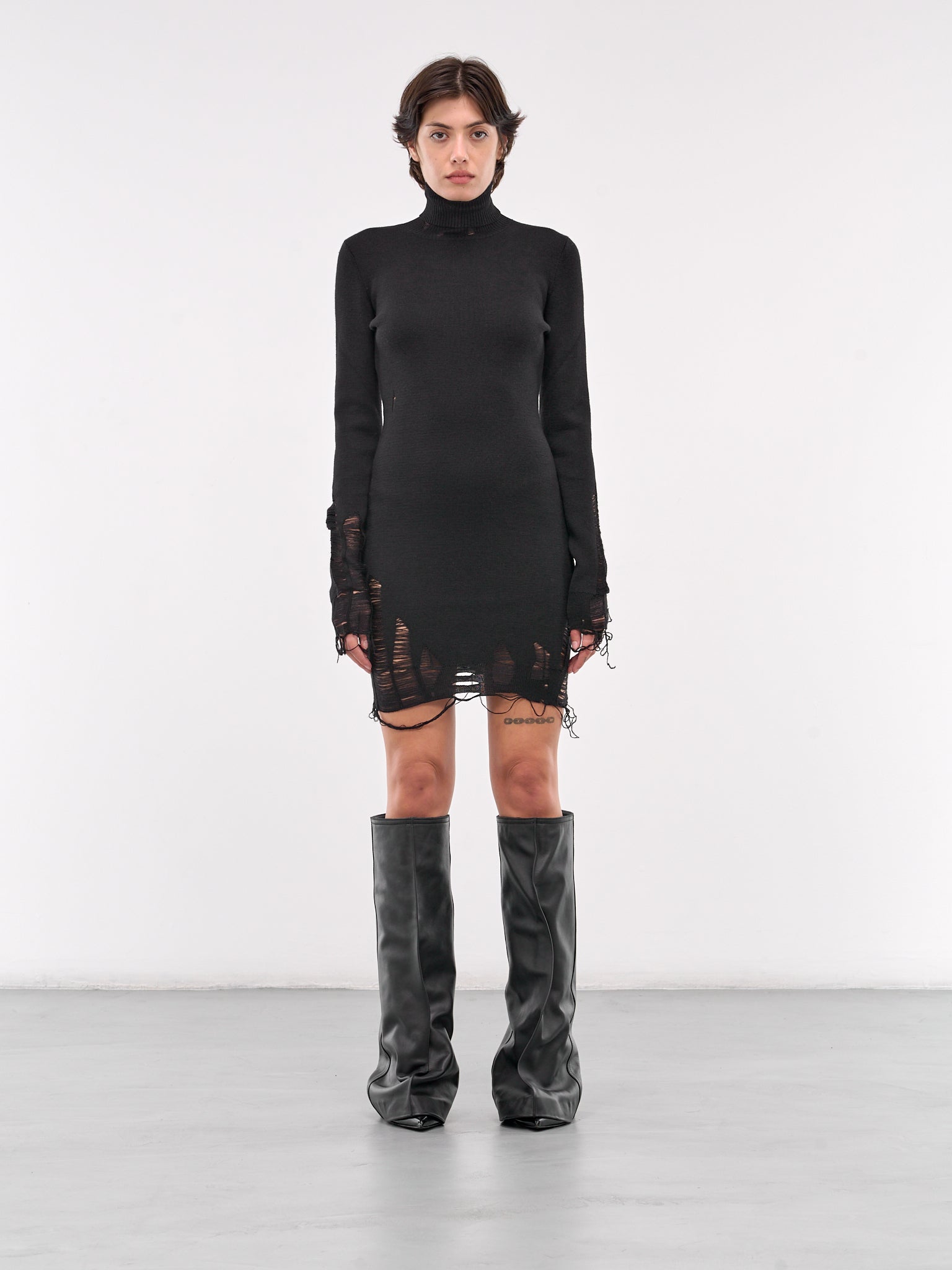 Distressed Mini Dress (S62DA0030-M13070-BLACK) Distressed Mini Dress (S62DA0030-M13070-BLACK)