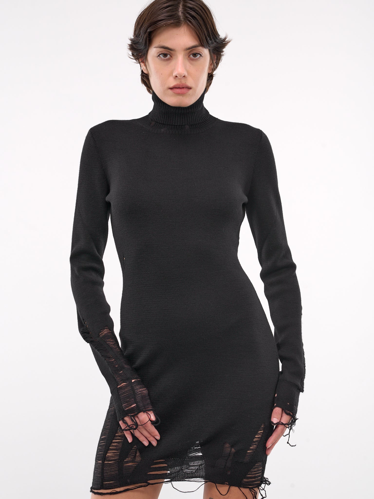 Distressed Mini Dress (S62DA0030-M13070-BLACK) Distressed Mini Dress (S62DA0030-M13070-BLACK)