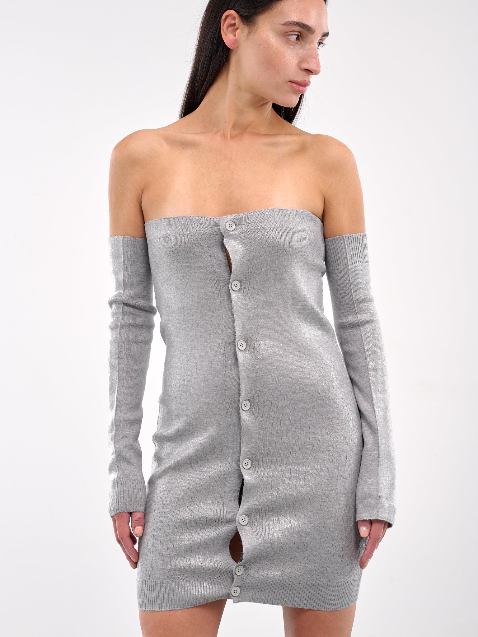 Buttoned Strapless Mini Dress (S62DA0042-M13120-GREY)