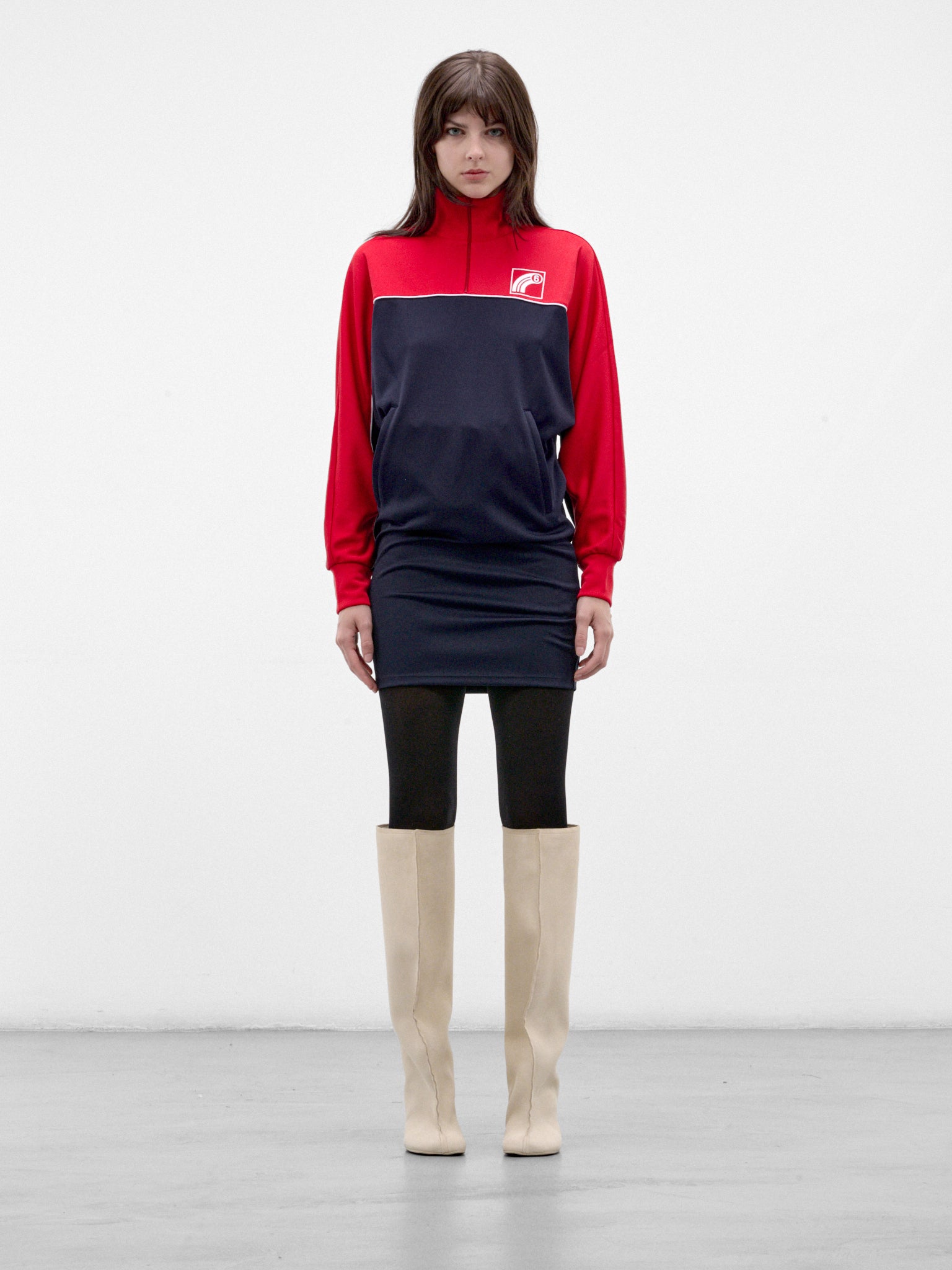 Red Track Jacket Mini Dress (S62DA0103-M25046-RED-NAVY)