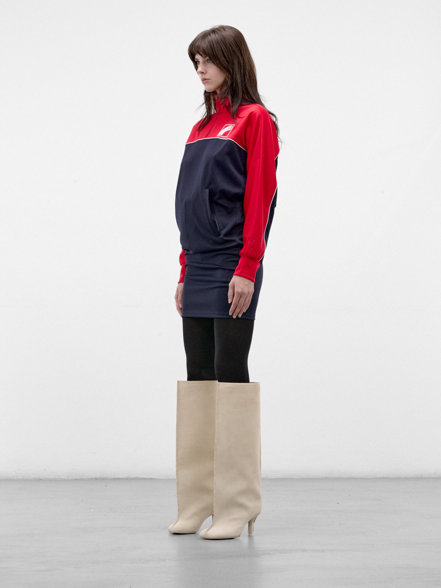 Red Track Jacket Mini Dress (S62DA0103-M25046-RED-NAVY)