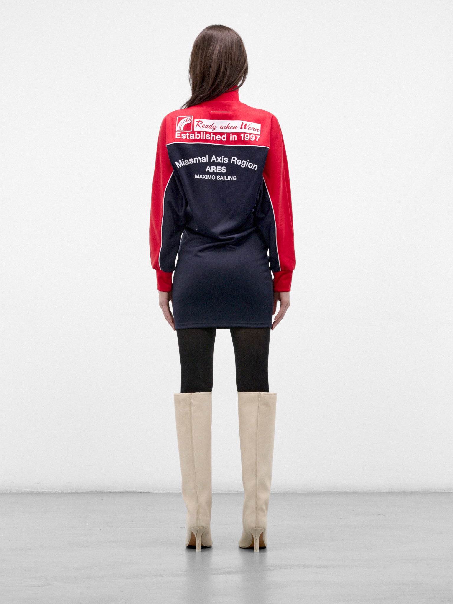 Red Track Jacket Mini Dress (S62DA0103-M25046-RED-NAVY)