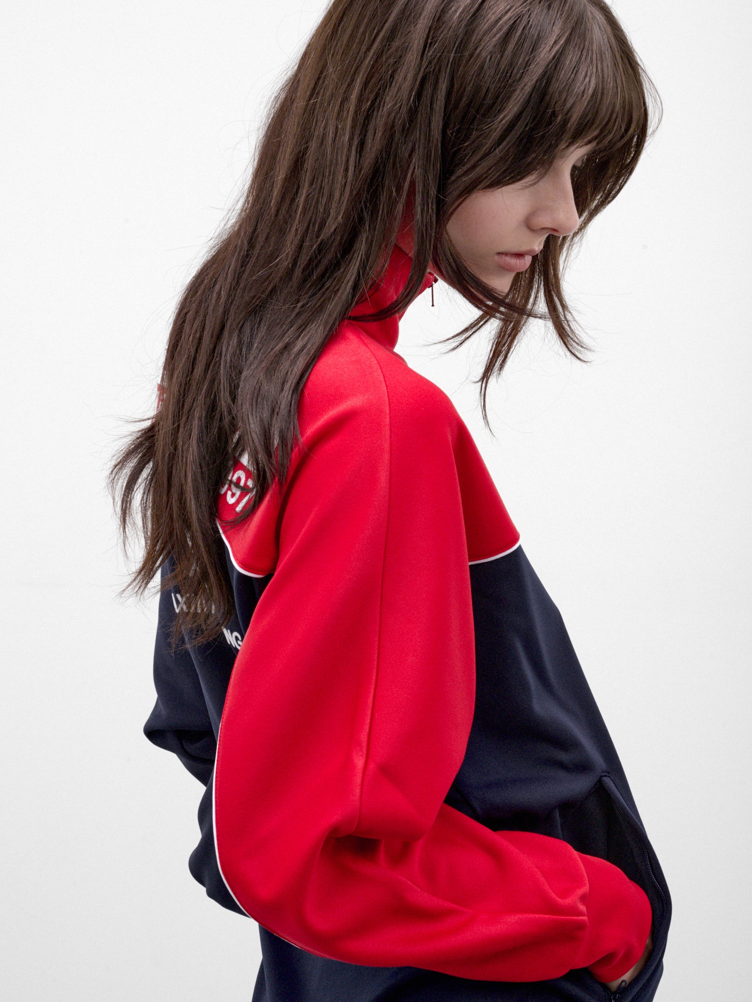 Red Track Jacket Mini Dress (S62DA0103-M25046-RED-NAVY)