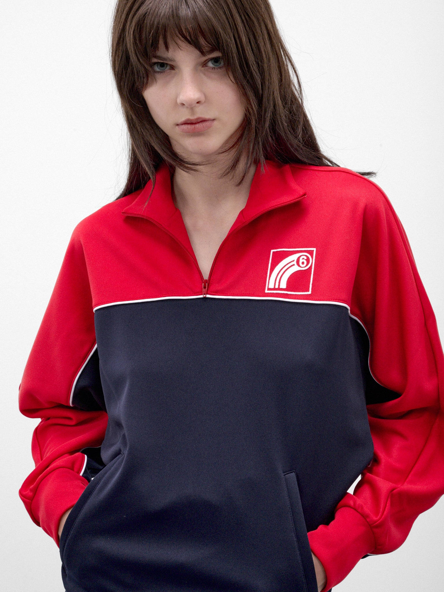 Red Track Jacket Mini Dress (S62DA0103-M25046-RED-NAVY)