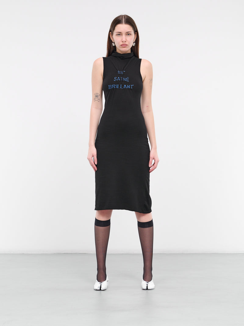 Graphic Ruched Midi Dress (S62DD0031-M13016-BLACK)