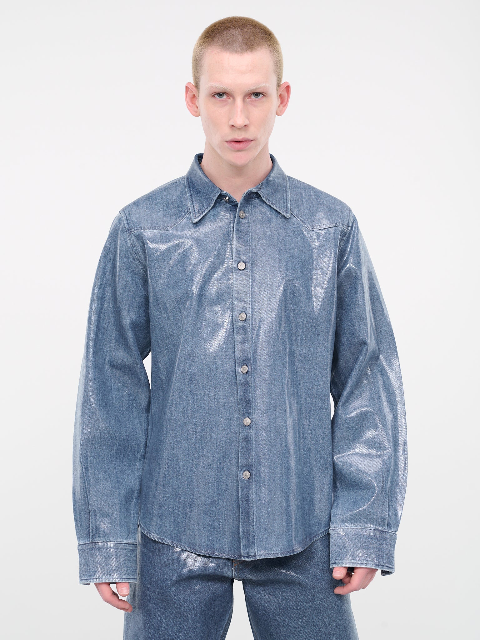 Coated Denim Shirt (S62DT0013-S30845-BLUE)