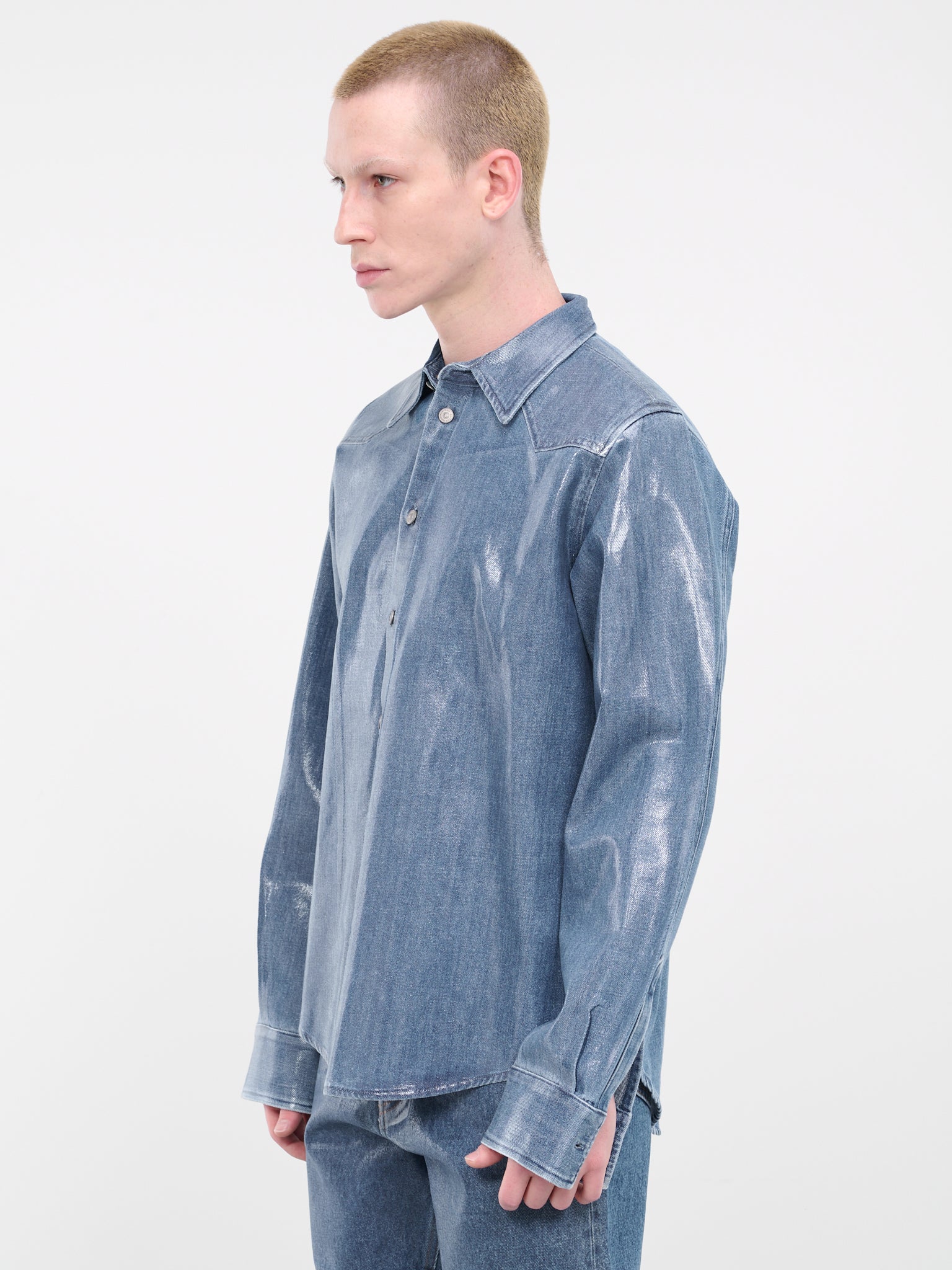 Coated Denim Shirt (S62DT0013-S30845-BLUE)