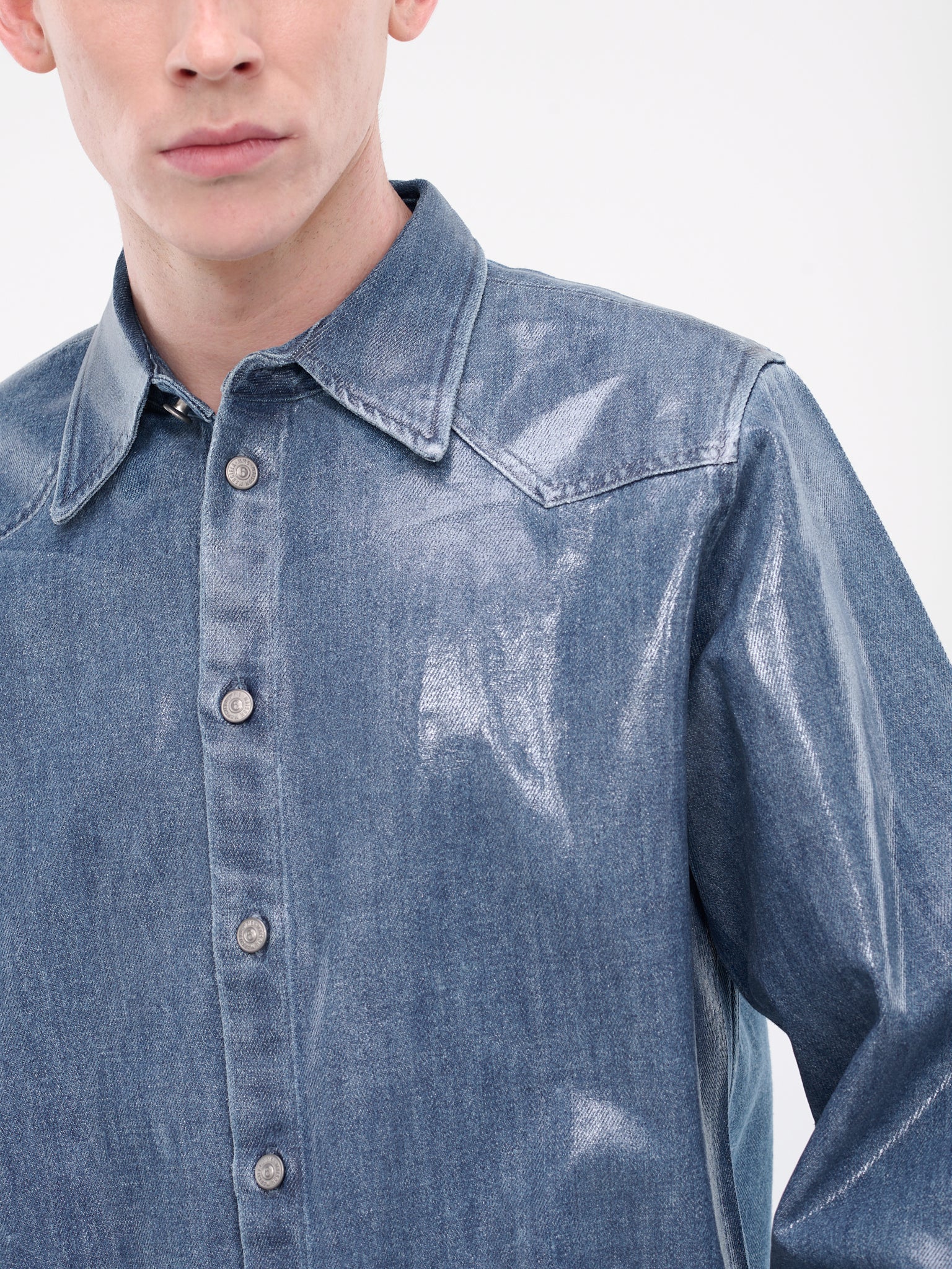 Coated Denim Shirt (S62DT0013-S30845-BLUE)