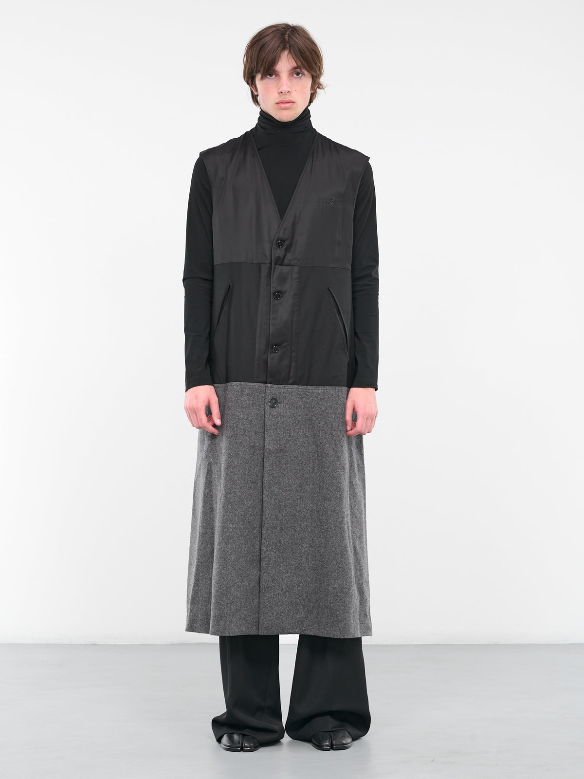 Paneled Vest Coat (S62FB0059-STZ113-961-BLACK)