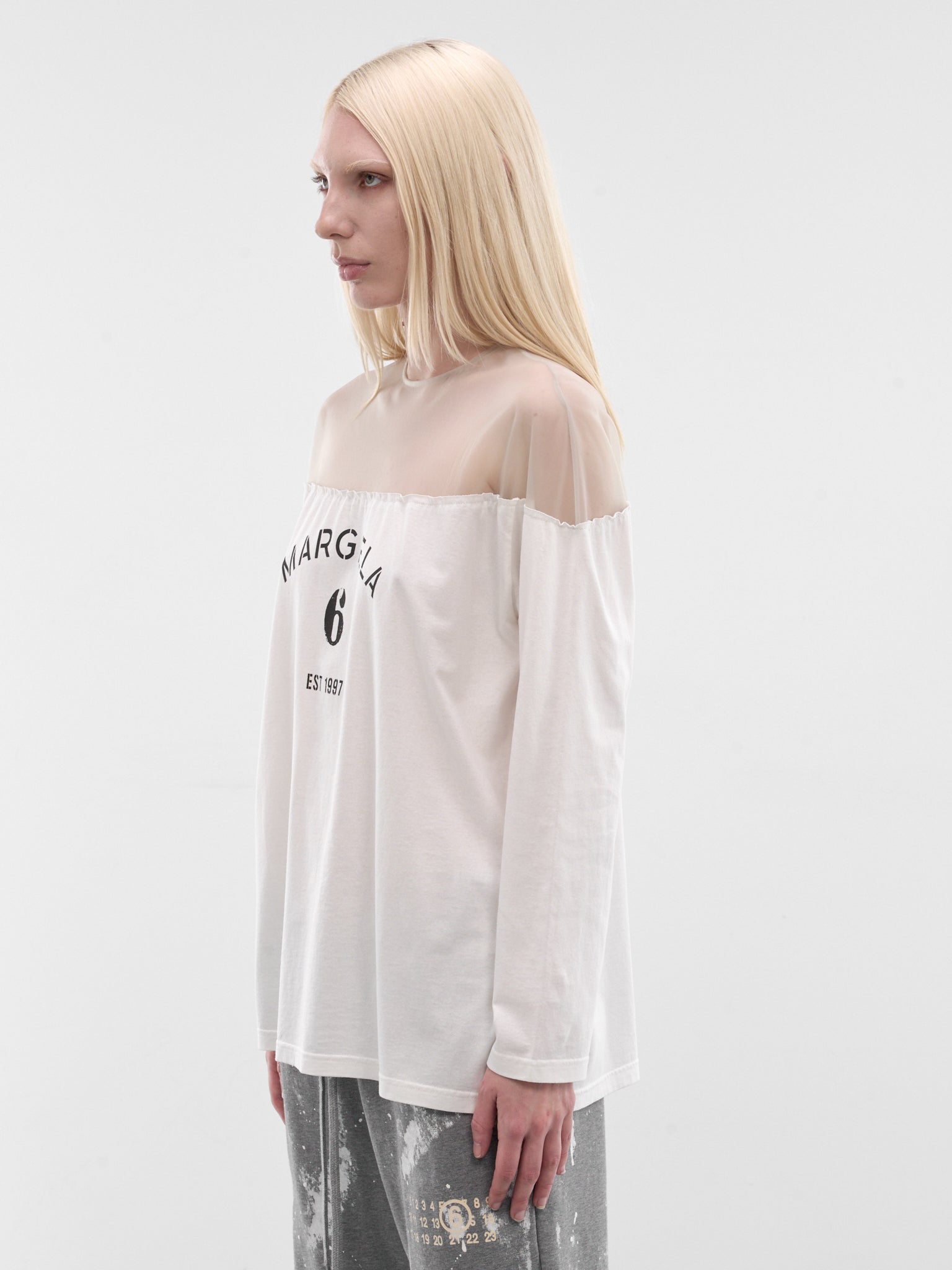 White Mannequin Print Jersey Top (S62GD0213-M20108-101-WHITE)