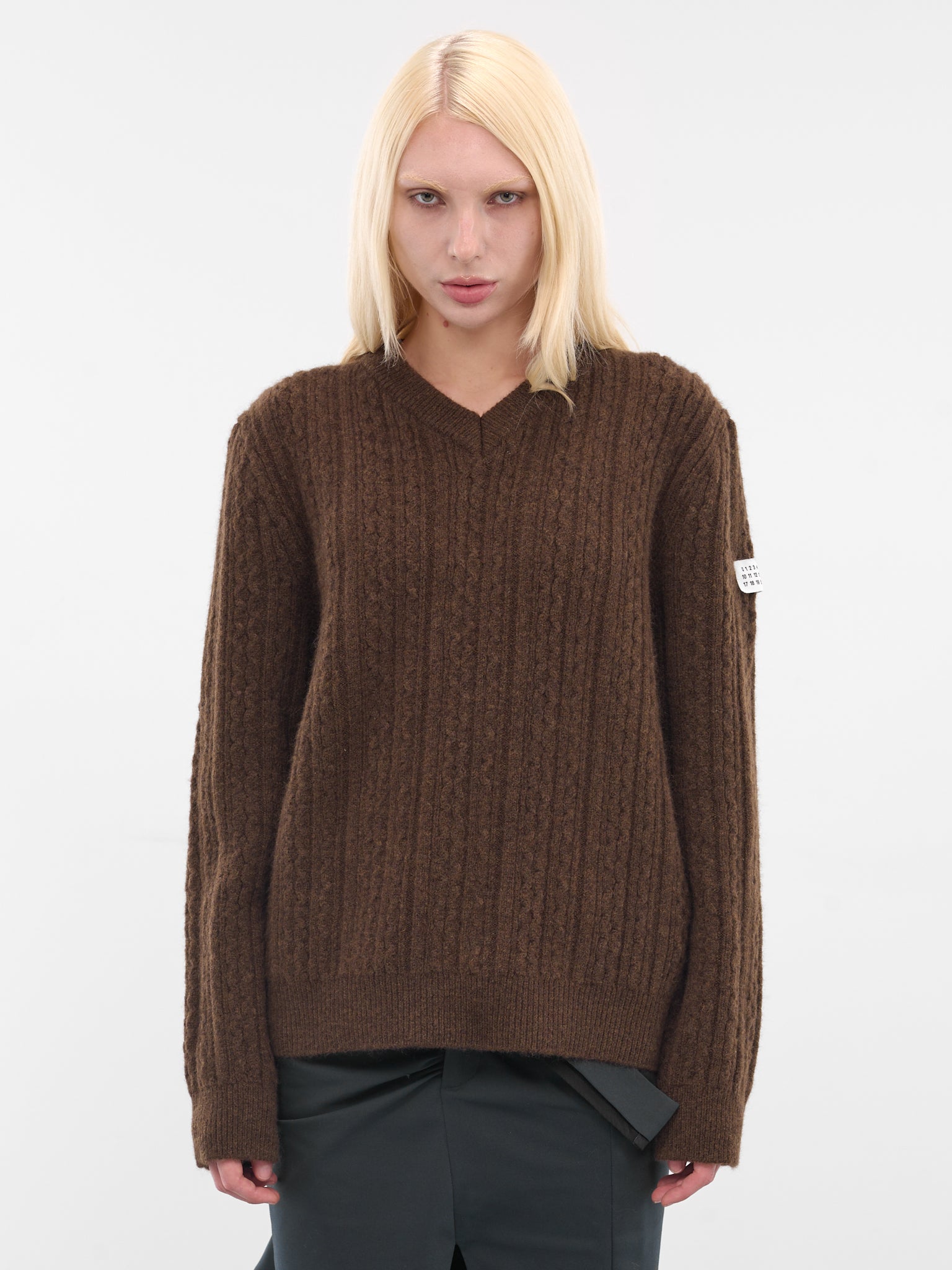 Brown Cable-Knit Sweater (S62HN0008-M13195-143-BROWN)