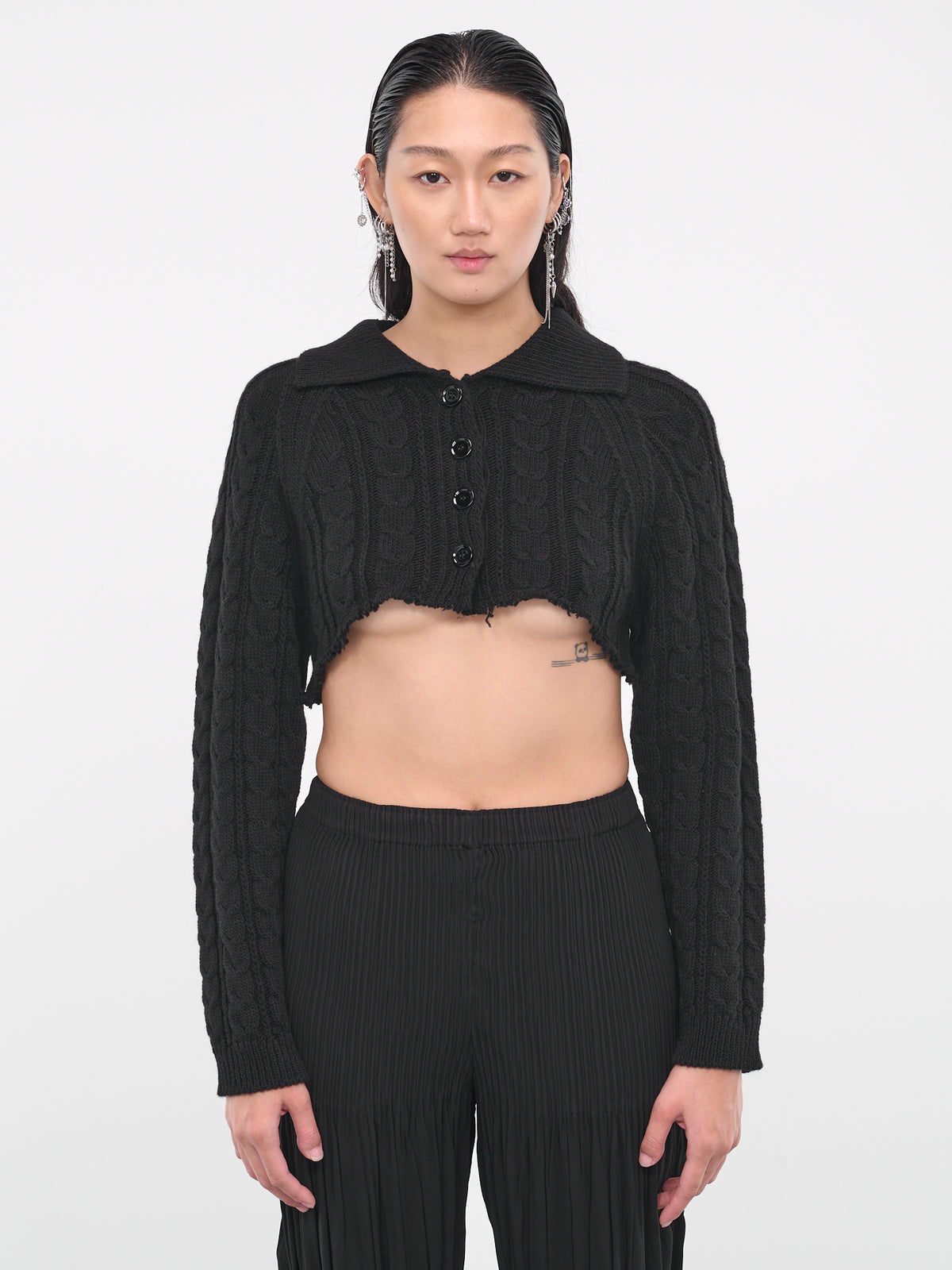 Cropped Knit Cardigan (S62HP0010-S18385-BLACK)