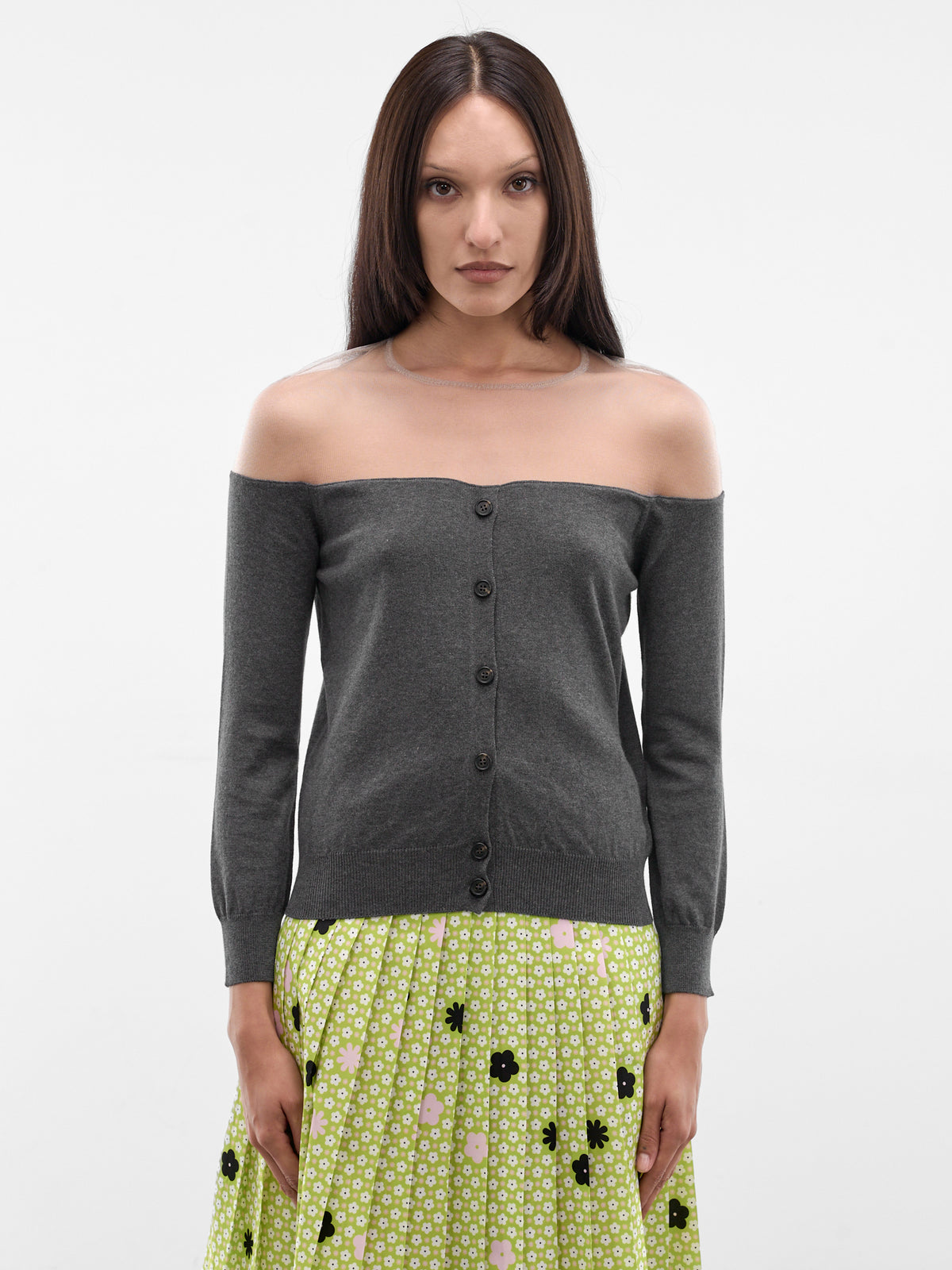 MM6 MAISON MARGIELA Transparent Shoulder Cardigan | H.Lorenzo - front
