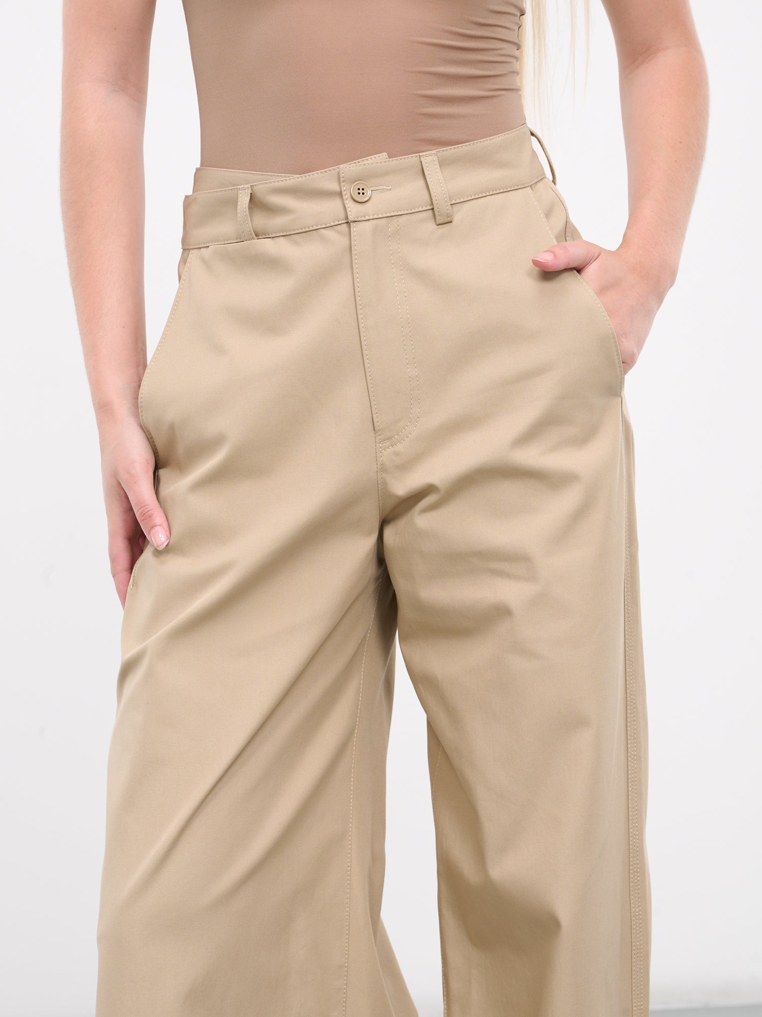 Cotton Gabardine Trousers (S62KB0195-M35074-DARK-BROWN)