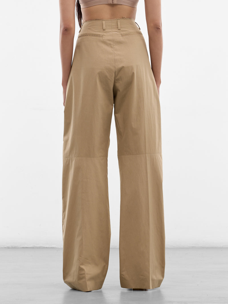 Beige Cotton Trench Wide Trousers (S62KB0265-M35858-115-BEIGE)
